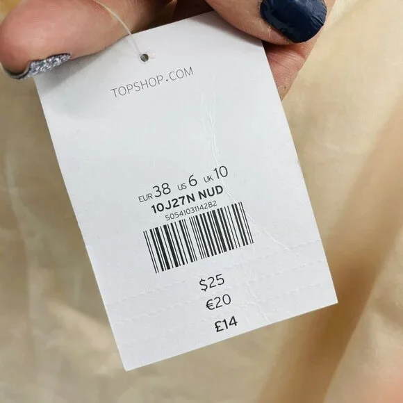 TOPSHOP Womens Size 6 Strappy Cami Tunic Dress Nude Cotton Basic Layer $25 1758 - Picture 6 of 8